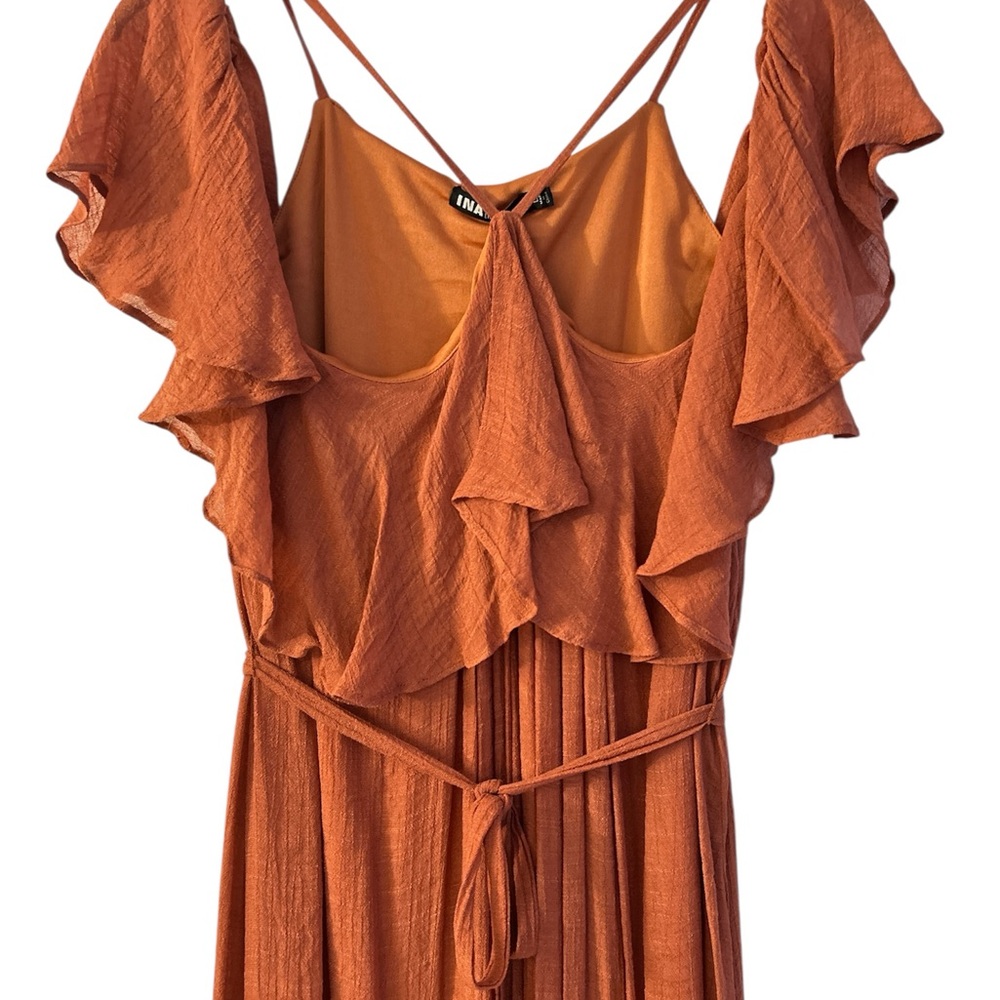 Rust Orange Maxi Dress with Ruffles - Picture 3 of 5